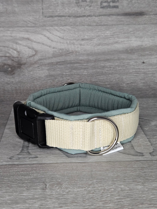 Hundehalsband Soft Sky Halsumfang 32-35 cm, grün mit creme - bacai-design.de